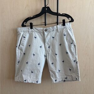 Hudson & Barrow Men's Tan Flamingo Print Shorts